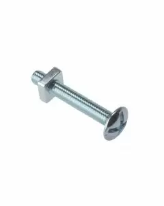 M8 X 100mm PACK OF 10 MUSHROOM HEAD ROOFING BOLTS WITH SQUARE NUTS ZINC & CLEAR