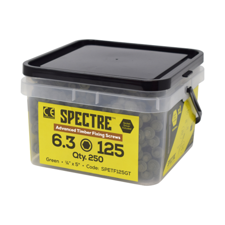 Spectre 6.3 x 125mm Timber Fixing Screw Green Tub of 250 Spectre 6.3 x 125mm Timber Fixing Screw Green Tub of 250