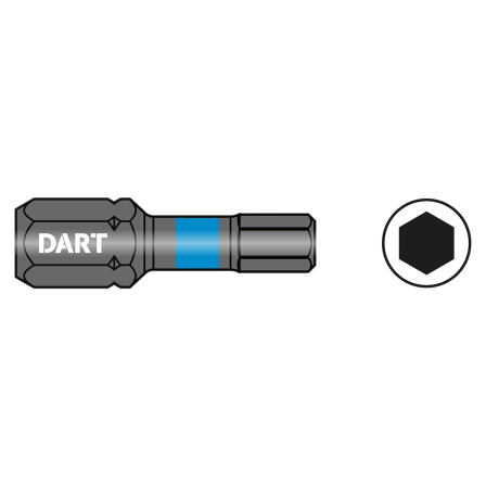 Dart Hexagon 4mm x 25mm Impact Driver Bit Diagram