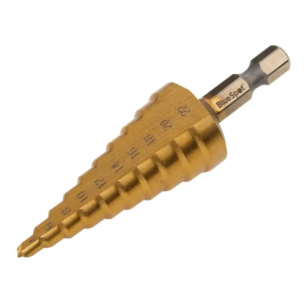 BlueSpot HSS 1/4in Hex Shank Step Drill 4-22mm