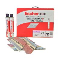 Fischer 534705 3.1 x 63mm Collated Ring Shank Nails & 2 Gas Fuel Cells Galvanised