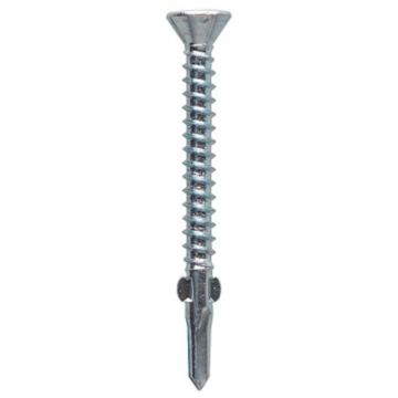 5.5 x 50mm Countersunk Winged Wood To Light Section Steel Self Drilling Screw Zinc Plated Pack of 100