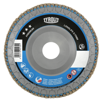 Tyrolit Premium C-Trim Flap Disc 115mm x 22.23mm 60 Grit Box of 10