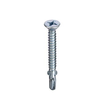  5.5 x 98mm Countersunk Wing Wood To Light Section Steel Self Drill Screw Zinc Pack of 75 (*CLEARANCE*)