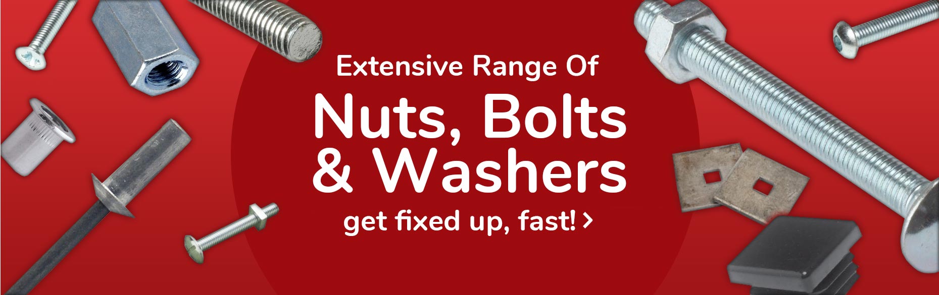 Website header image - red background with nuts & bolts
